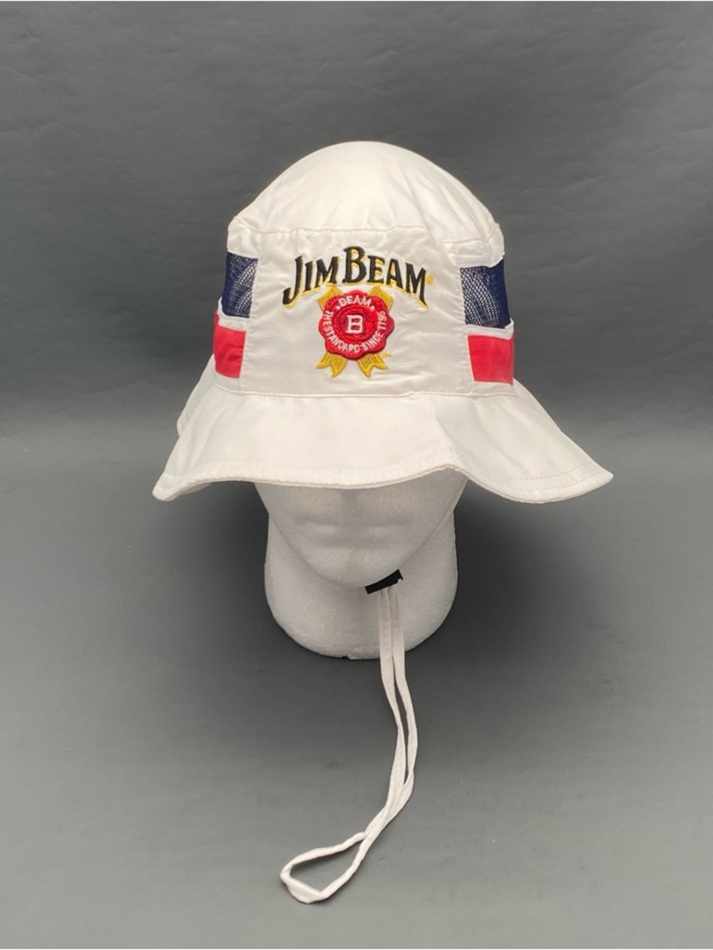 Jim Beam Whiskey Bucket Hat White Mesh Floppy Gilligan The Standard Since 1795